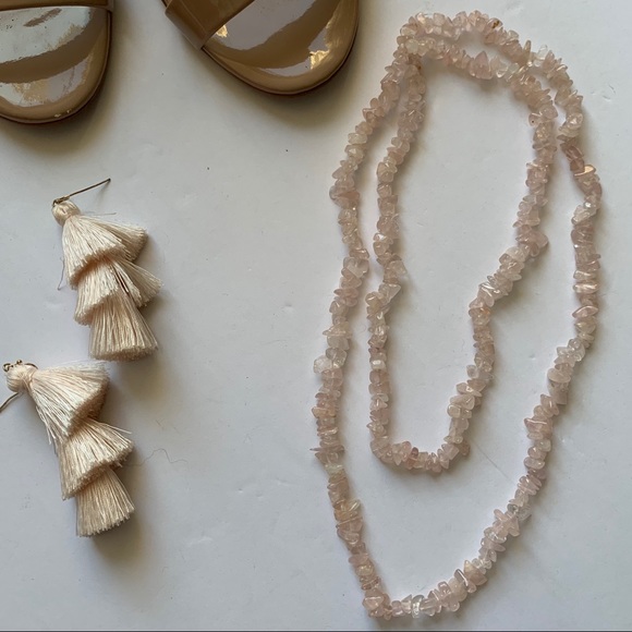 Rose Quartz Long Necklace - Picture 1 of 4